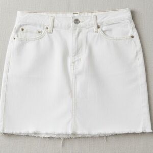 Vintage Mudd White Denim Mini Skirt - Y2K Frayed Raw Hem Jean Skirt Size 7